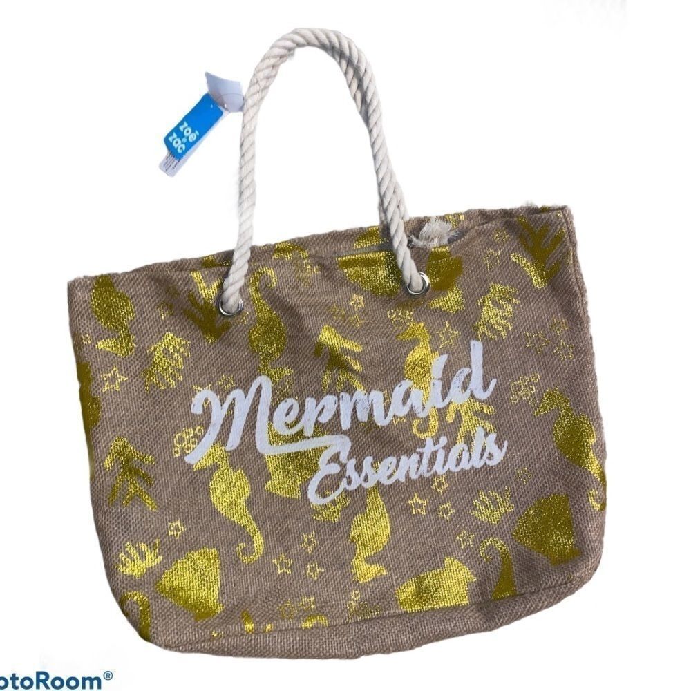 Zoe & Zac Gold Foil Mermaid Essentials Beach Tote
